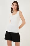 Streç Pamuklu Oversize Fit 2' li Paket Kadın Gömlek-Atlet Set 67810014979S2 Fıstık Yeşil-Ekru