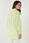 Streç Pamuklu Oversize Fit 2' li Paket Kadın Gömlek-Atlet Set 67810014979S2 Fıstık Yeşil-Ekru