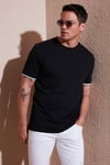 Streç Pamuklu Regular Fit Bisiklet Yaka Erkek T Shirt 5902981 SİYAH