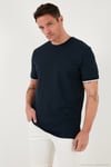 Streç Pamuklu Regular Fit Bisiklet Yaka Erkek T Shirt 5902981 İNDİGO