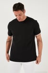 Streç Pamuklu Regular Fit Bisiklet Yaka Erkek T Shirt 5902981 SİYAH