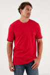 Streç Pamuklu Regular Fit Bisiklet Yaka Erkek T Shirt 5902981 KIRMIZI