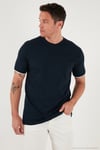 Streç Pamuklu Regular Fit Bisiklet Yaka Erkek T Shirt 5902981 İNDİGO