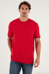 Streç Pamuklu Regular Fit Bisiklet Yaka Erkek T Shirt 5902981 KIRMIZI
