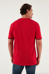 Streç Pamuklu Regular Fit Bisiklet Yaka Erkek T Shirt 5902981 KIRMIZI