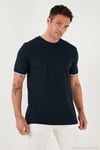 Streç Pamuklu Regular Fit Bisiklet Yaka Erkek T Shirt 5902981 İNDİGO