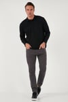 Streç Pamuklu Regular Fit Düğmeli Polo Yaka Erkek Sweat 5905727 SİYAH