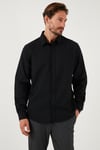 Streç Pamuklu Regular Fit Erkek Gömlek CF25W128861 SİYAH