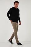 Streç Pamuklu Regular Fit Normal Bel Düz Paça Erkek Pantolon 674002 HAKİ