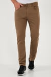 Streç Pamuklu Regular Fit Normal Bel Düz Paça Erkek Pantolon 674002 KOYU BEJ