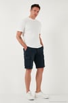 Streç Pamuklu Regular Fit Normal Bel Kargo Cepli Erkek Şort 4510S79MILAN İNDİGO