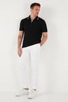 Streç Pamuklu Regular Fit Şerit Detaylı Erkek Polo Yaka T Shirt 5902768 SİYAH
