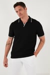 Streç Pamuklu Regular Fit Şerit Detaylı Erkek Polo Yaka T Shirt 5902768 SİYAH