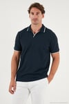 Streç Pamuklu Regular Fit Şerit Detaylı Erkek Polo Yaka T Shirt 5902768 İNDİGO