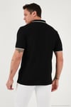 Streç Pamuklu Regular Fit Şerit Detaylı Erkek Polo Yaka T Shirt 5902768 SİYAH