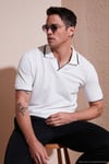 Streç Pamuklu Regular Fit Şerit Detaylı Erkek Polo Yaka T Shirt 5902768 EKRU