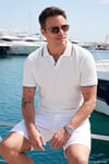 Streç Pamuklu Regular Fit Şerit Detaylı Erkek Polo Yaka T Shirt 5902768 EKRU