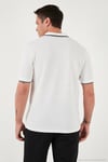 Streç Pamuklu Regular Fit Şerit Detaylı Erkek Polo Yaka T Shirt 5902768 EKRU