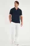 Streç Pamuklu Regular Fit Şerit Detaylı Erkek Polo Yaka T Shirt 5902768 İNDİGO