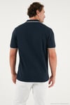 Streç Pamuklu Regular Fit Şerit Detaylı Erkek Polo Yaka T Shirt 5902768 İNDİGO