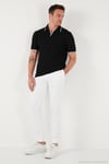 Streç Pamuklu Regular Fit Şerit Detaylı Erkek Polo Yaka T Shirt 5902768 SİYAH