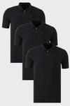 Streç Pamuklu Regular Fit Yarım Fermuarlı 3'lü Paket Erkek Polo Yaka T Shirt 5902972S3 Siyah-Siyah-Siyah