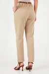 Streç Pamuklu Regular Fit Yüksek Bel Düz Kısa Paça Kemerli Kadın Pantolon 668YP5335 KOYU TAŞ