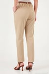 Streç Pamuklu Regular Fit Yüksek Bel Düz Kısa Paça Kemerli Kadın Pantolon 668YP5335 KOYU TAŞ