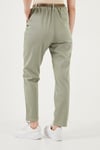 Streç Pamuklu Regular Fit Yüksek Bel Düz Kısa Paça Kemerli Kadın Pantolon 668YP5335 AÇIK HAKİ