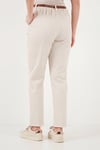 Streç Pamuklu Regular Fit Yüksek Bel Düz Kısa Paça Kemerli Kadın Pantolon 668YP5335 TAŞ