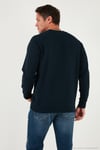 Streç Pamuklu Relaxed Fit Bisiklet Yaka Erkek Sweat 5901210 LACİVERT