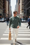 Streç Pamuklu Relaxed Fit Bisiklet Yaka Erkek Sweat 5901210 HAKİ