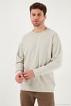 Streç Pamuklu Relaxed Fit Bisiklet Yaka 2'li Paket Erkek Sweat 5901210S2 Taş-Açık Haki