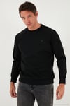 Streç Pamuklu Relaxed Fit Bisiklet Yaka Erkek Sweat 5901210 SİYAH