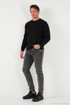 Streç Pamuklu Relaxed Fit Bisiklet Yaka Erkek Sweat 5901210 SİYAH