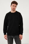Streç Pamuklu Relaxed Fit Bisiklet Yaka 2'li Paket Erkek Sweat 5901210S2 LACİVERT-SİYAH