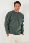 Streç Pamuklu Relaxed Fit Bisiklet Yaka Erkek Sweat 5901210 HAKİ