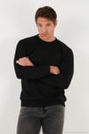 Streç Pamuklu Relaxed Fit Bisiklet Yaka Erkek Sweat 5901210 SİYAH