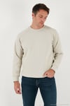 Streç Pamuklu Relaxed Fit Bisiklet Yaka Erkek Sweat 5901210 TAŞ