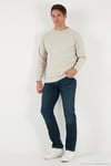 Streç Pamuklu Relaxed Fit Bisiklet Yaka Erkek Sweat 5901210 TAŞ