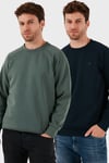 Streç Pamuklu Relaxed Fit Bisiklet Yaka 2'li Paket Erkek Sweat 5901210S2 HAKİ-LACİVERT