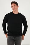 Streç Pamuklu Relaxed Fit Bisiklet Yaka Erkek Sweat 5901210 SİYAH