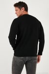 Streç Pamuklu Relaxed Fit Bisiklet Yaka Erkek Sweat 5901210 SİYAH
