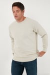Streç Pamuklu Relaxed Fit Bisiklet Yaka Erkek Sweat 5901210 TAŞ