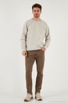 Streç Pamuklu Relaxed Fit Bisiklet Yaka 2'li Paket Erkek Sweat 5901210S2 Taş-Açık Haki