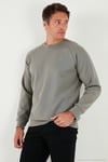 Streç Pamuklu Relaxed Fit Bisiklet Yaka Erkek Sweat 5901210 AÇIK HAKİ