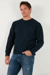 Streç Pamuklu Relaxed Fit Bisiklet Yaka Erkek Sweat 5901210 LACİVERT