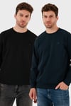 Streç Pamuklu Relaxed Fit Bisiklet Yaka 2'li Paket Erkek Sweat 5901210S2 LACİVERT-SİYAH
