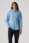 Streç Pamuklu Slim Fit Düğmeli Erkek Kot Gömlek 86625-0065 AÇIK MAVİ