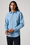 Streç Pamuklu Slim Fit Düğmeli Erkek Kot Gömlek 86625-0065 AÇIK MAVİ